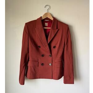 Boss Women's Double Breasted Blazer Wool Blend Office Layering Rust Brown Size 6